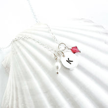 Load image into Gallery viewer, Stamped Initial & Birthstone Necklace