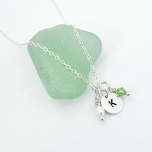 Load image into Gallery viewer, Stamped Initial & Birthstone Necklace