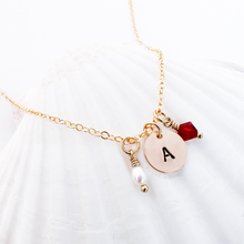 Load image into Gallery viewer, Stamped Initial & Birthstone Necklace