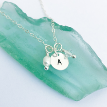 Load image into Gallery viewer, Stamped Initial & Birthstone Necklace - Aussie Wahine