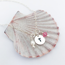 Load image into Gallery viewer, Stamped Initial & Birthstone Necklace - Aussie Wahine