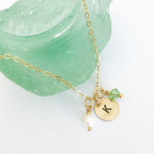 Load image into Gallery viewer, Stamped Initial & Birthstone Necklace - Aussie Wahine