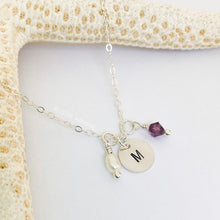 Load image into Gallery viewer, Stamped Initial & Birthstone Necklace - Aussie Wahine