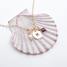 Load image into Gallery viewer, Stamped Initial & Birthstone Necklace - Aussie Wahine