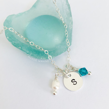 Load image into Gallery viewer, Stamped Initial & Birthstone Necklace - Aussie Wahine