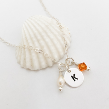 Load image into Gallery viewer, Stamped Initial & Birthstone Necklace - Aussie Wahine