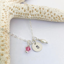 Load image into Gallery viewer, Stamped Initial & Birthstone Necklace - Aussie Wahine