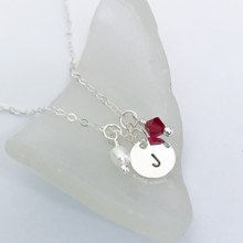 Load image into Gallery viewer, Stamped Initial & Birthstone Necklace - Aussie Wahine