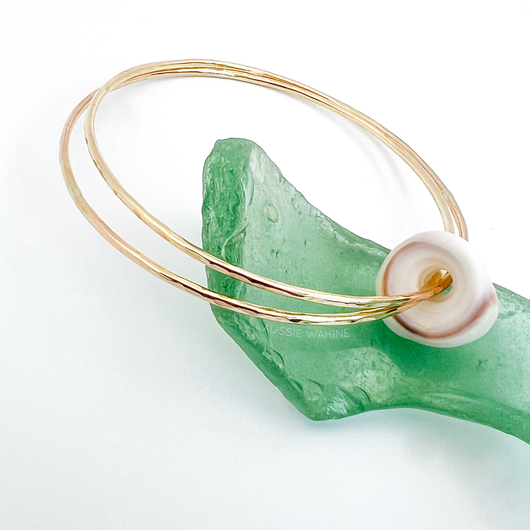 Linked Beach Bangles with Puka Shell