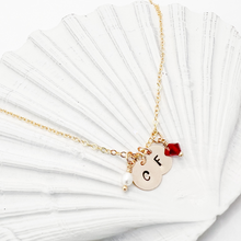 Load image into Gallery viewer, Stamped Initial &amp; Birthstone Necklace