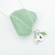 Load image into Gallery viewer, Stamped Initial &amp; Birthstone Necklace