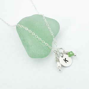 Stamped Initial & Birthstone Necklace