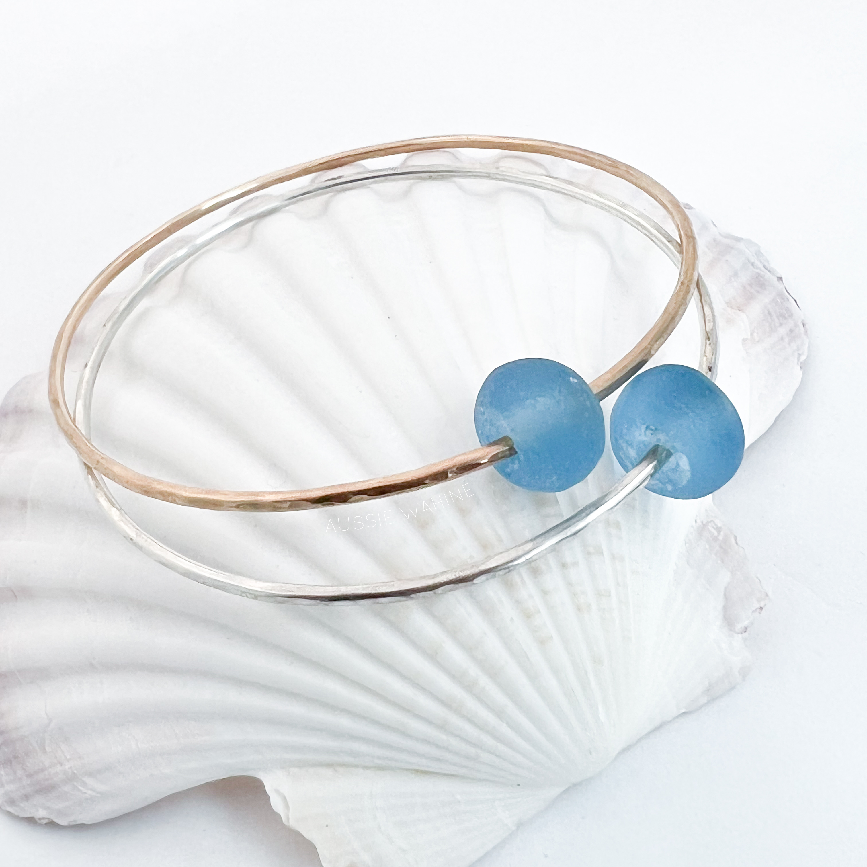Beach Bangle with Recycled Glass Aussie Wahine