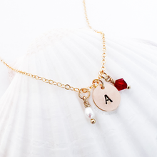 Load image into Gallery viewer, Stamped Initial &amp; Birthstone Necklace