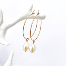 Load image into Gallery viewer, Lani&#39;s Hoops with Pearl Drops