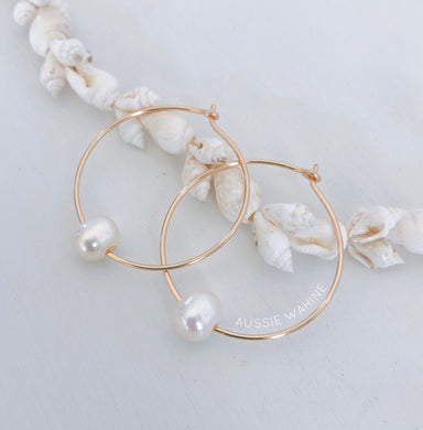 Lani's Hoops with Freshwater Pearls - Aussie Wahine