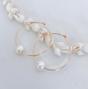 Lani's Hoops with Freshwater Pearls - Aussie Wahine