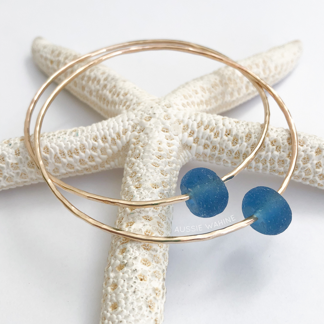 Beach Bangle with Recycled Glass - Aussie Wahine