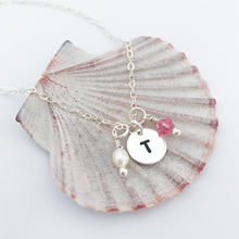 Load image into Gallery viewer, Stamped Initial &amp; Birthstone Necklace - Aussie Wahine