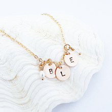 Load image into Gallery viewer, Stamped Initial &amp; Birthstone Necklace