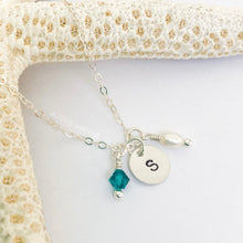 Load image into Gallery viewer, Stamped Initial &amp; Birthstone Necklace - Aussie Wahine