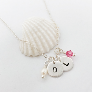 Stamped Initial & Birthstone Necklace - Aussie Wahine