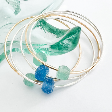 Beach Bangle with Recycled Glass
