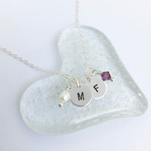 Stamped Initial & Birthstone Necklace - Aussie Wahine