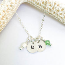 Load image into Gallery viewer, Stamped Initial &amp; Birthstone Necklace - Aussie Wahine